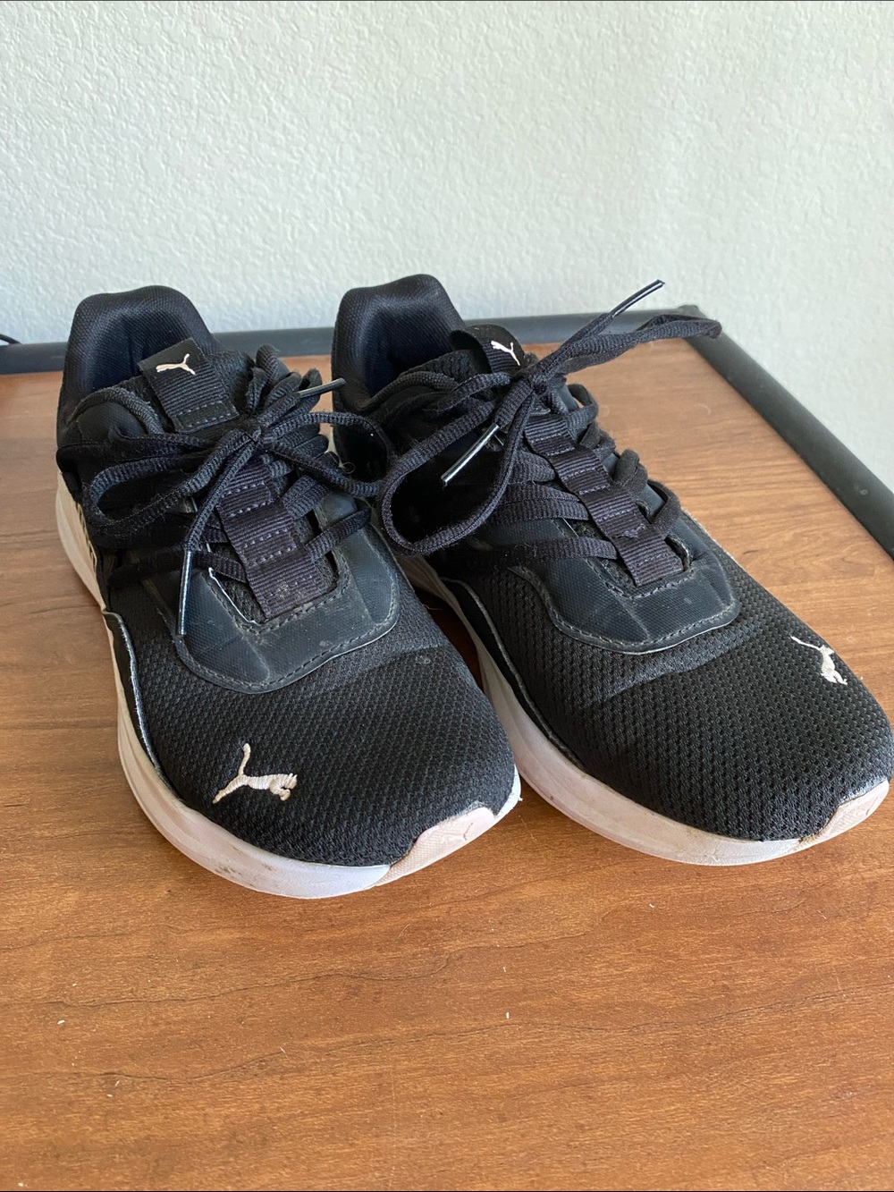 Puma Black and White Mesh Running Shoes